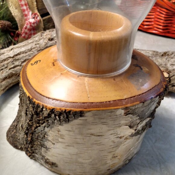 Hand Turned Birch Wood Candle Holder ...No Hurricane /Chimney - Picture 9 of 10